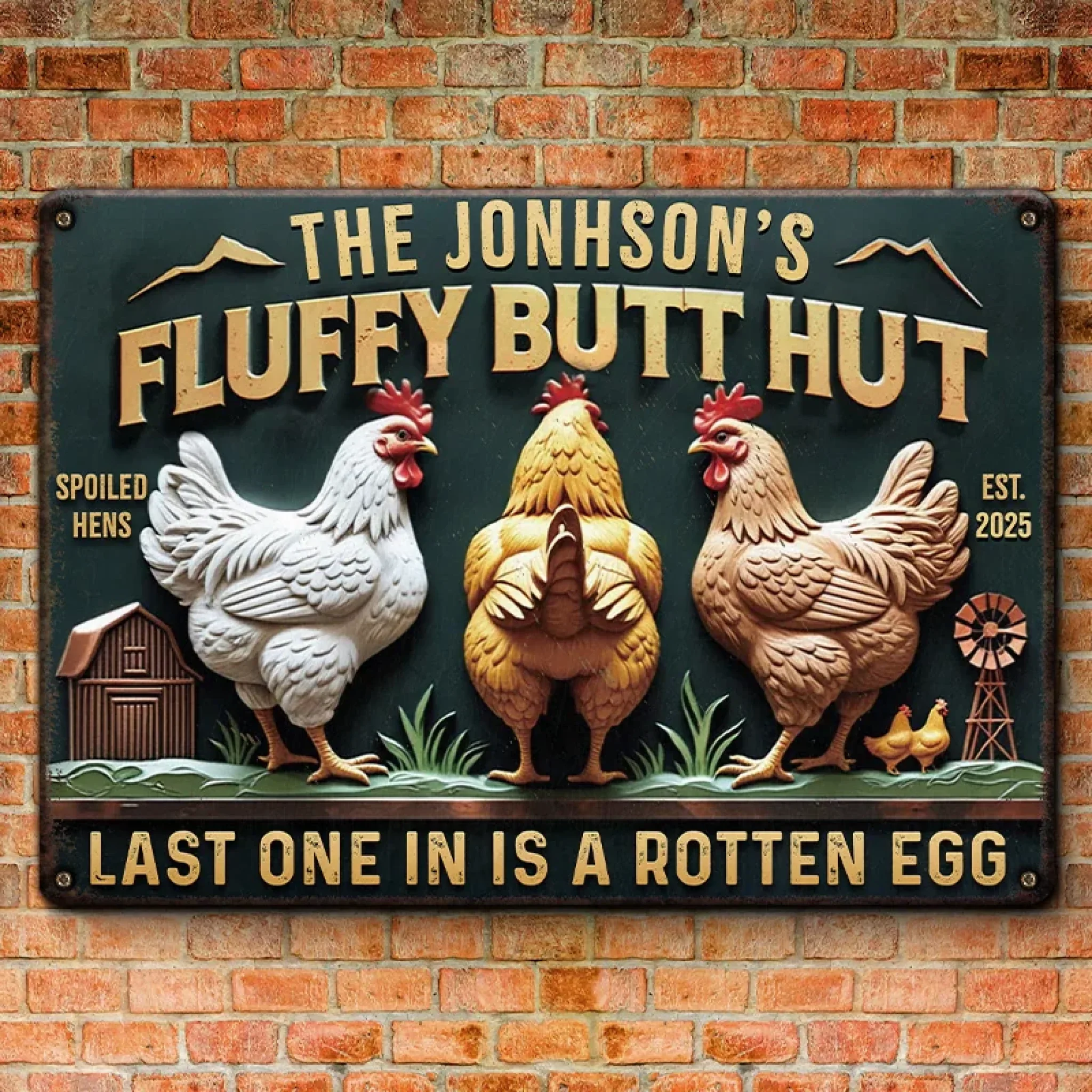 Last One In Is A Rotten Egg - Family Personalized Custom Home Decor Metal Sign - House Warming Gift For Yourself, Husband Wife, Best Friends, Family Members - Image 3