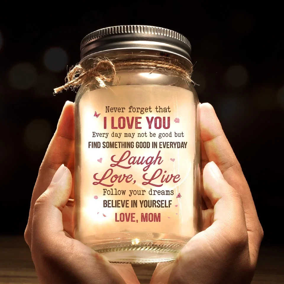 Life Is Beautiful With My Daughter - Family Personalized Custom Mason Jar Light - Gift For Mom, Daughter - Image 6