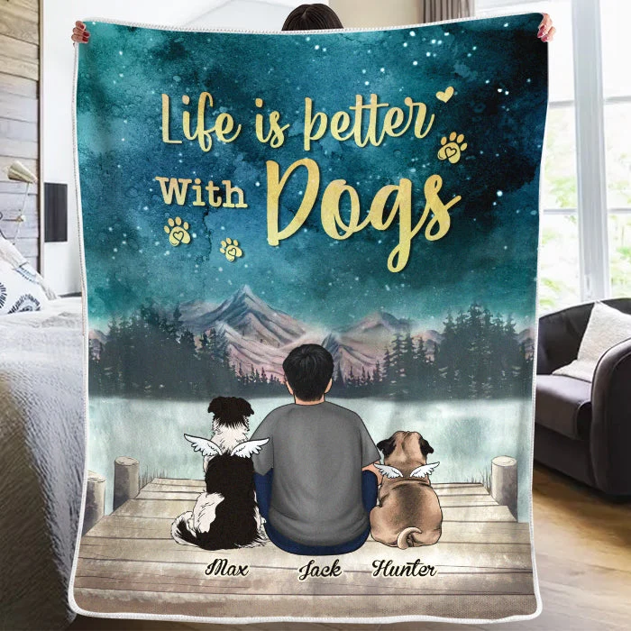 Life Is Better With Dogs - Personalized Custom Blanket - Gift For Dog Lovers, Pet Lovers, Christmas Gift - Image 3