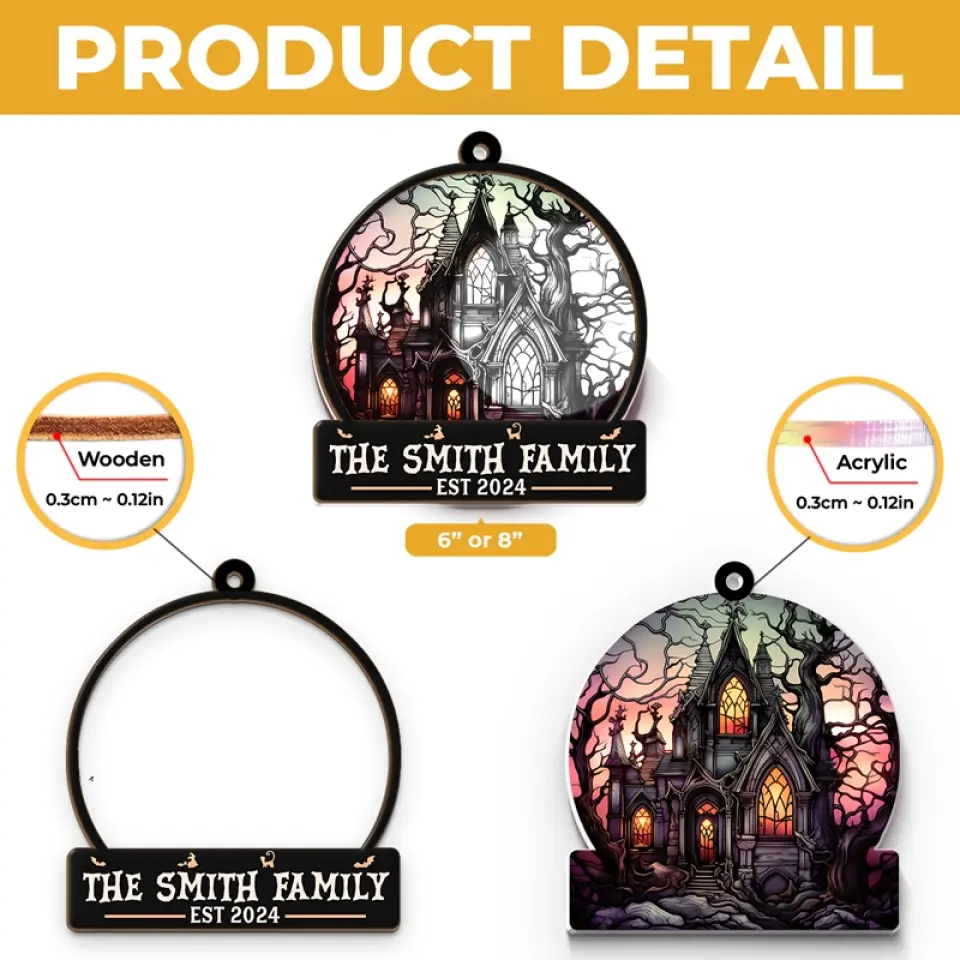 Life's No Fun Without A Good Scare - Family Personalized Window Hanging Suncatcher - Halloween Gift For Family Members - Image 5