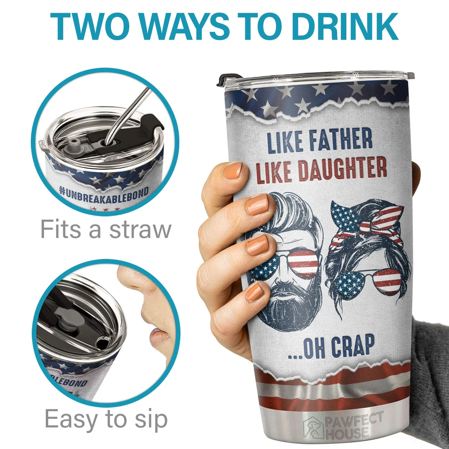 Like Father Like Daughter Oh Crap - Tumbler - To My Dad, Gift For Dad, Dad Gift From Daughter And Son, Birthday Gift For Dad - Image 3