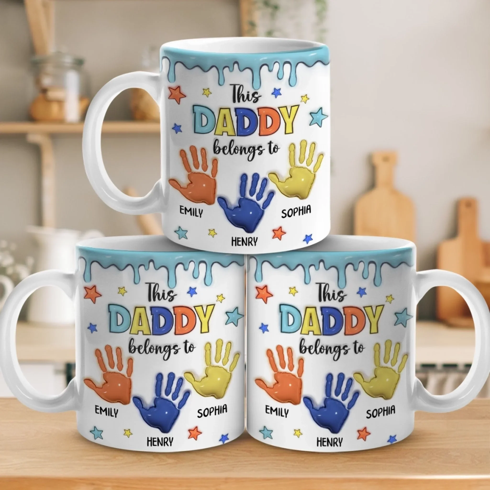 Little Hands, Big Love - Family Personalized Custom 3D Inflated Effect Printed Mug - Father's Day, Gift For Dad, Grandpa - Image 5