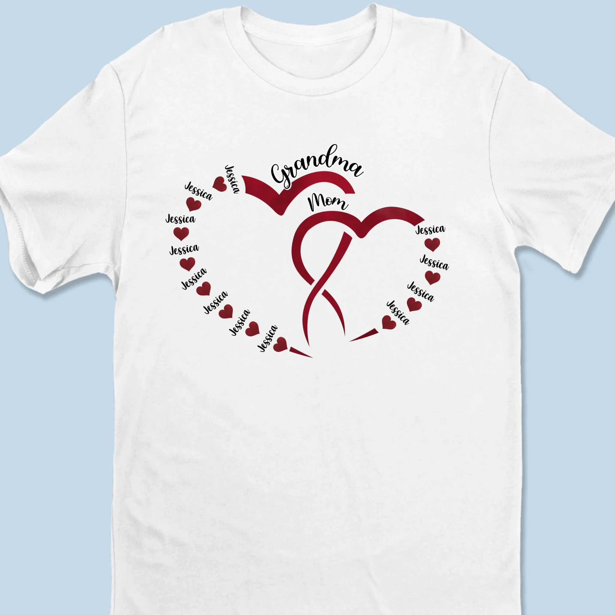 Love Begins With Her, And Grows With Us - Family Personalized Custom Unisex T-shirt, Premium T-shirt, Hoodie - Mother's Day, Gift For Mom, Grandma - Image 5