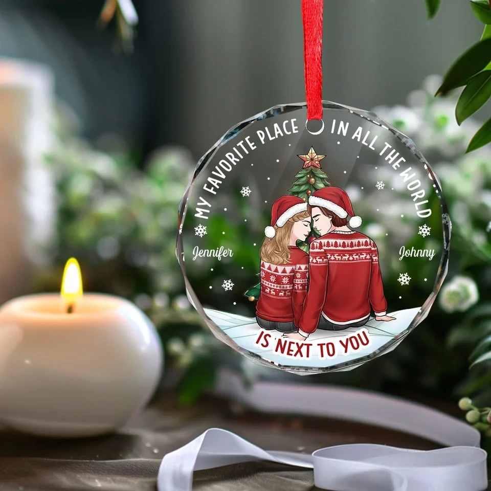 Love Is The Best Gift We Can Give Each Other - Couple Personalized Custom Circle Glass Ornament - Christmas Gift For Husband Wife, Anniversary - Image 5