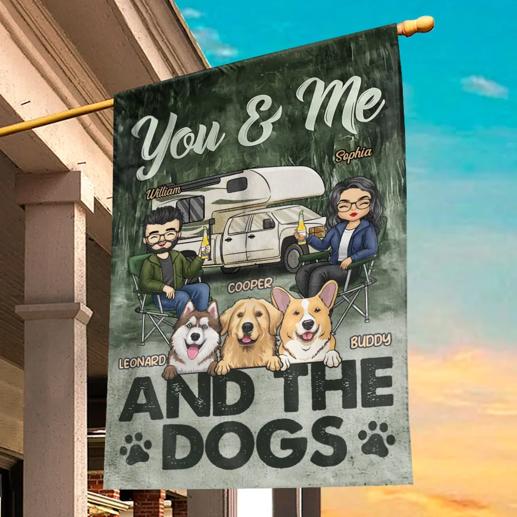 Love, Paws, And Campfire Nights - Dog Personalized Custom Flag - Gift For Husband Wife, Pet Owners, Pet Lovers - Image 5