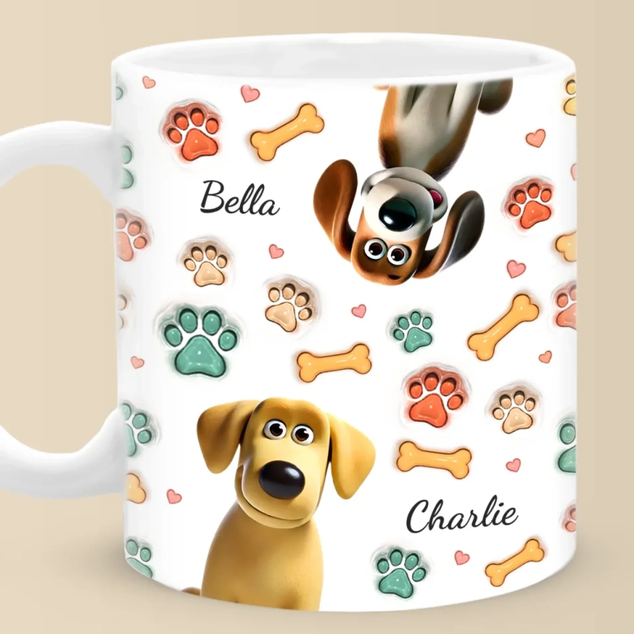 Made Of Love, Fur And A Whole Lot Of Treats - Dog Personalized Custom 3D Inflated Effect Printed Mug - Gift For Pet Owners, Pet Lovers