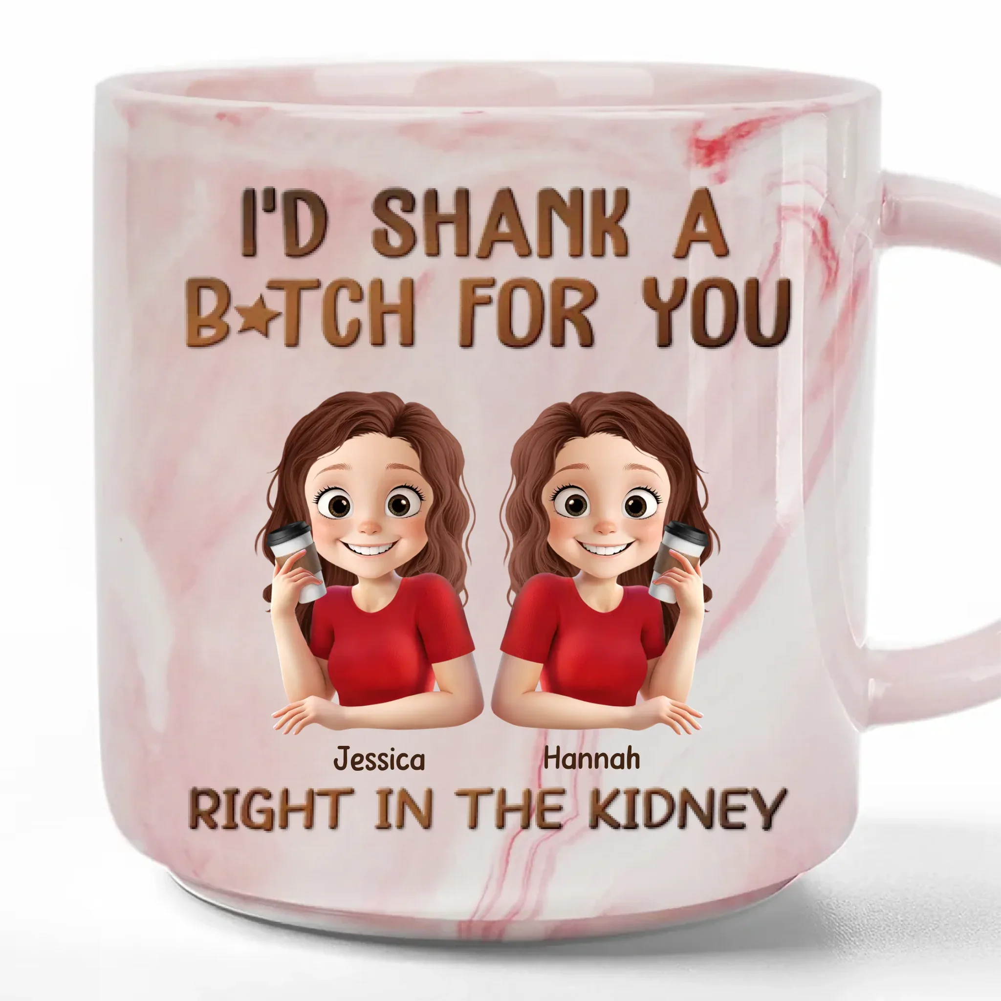 Marble Mug - Personalized Best Friend Birthday Gifts For Women - Savage Besties Club, Gifts For Best Friend Woman, Sisters, BFF - Image 2