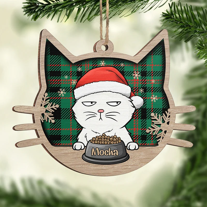 Meowy Christmas - Cat Personalized Custom Ornament - Wood Cat Shaped - Christmas Gift For Pet Owners, Pet Lovers - Image 2