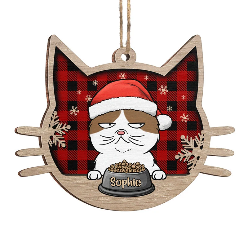 Meowy Christmas - Cat Personalized Custom Ornament - Wood Cat Shaped - Christmas Gift For Pet Owners, Pet Lovers - Image 3