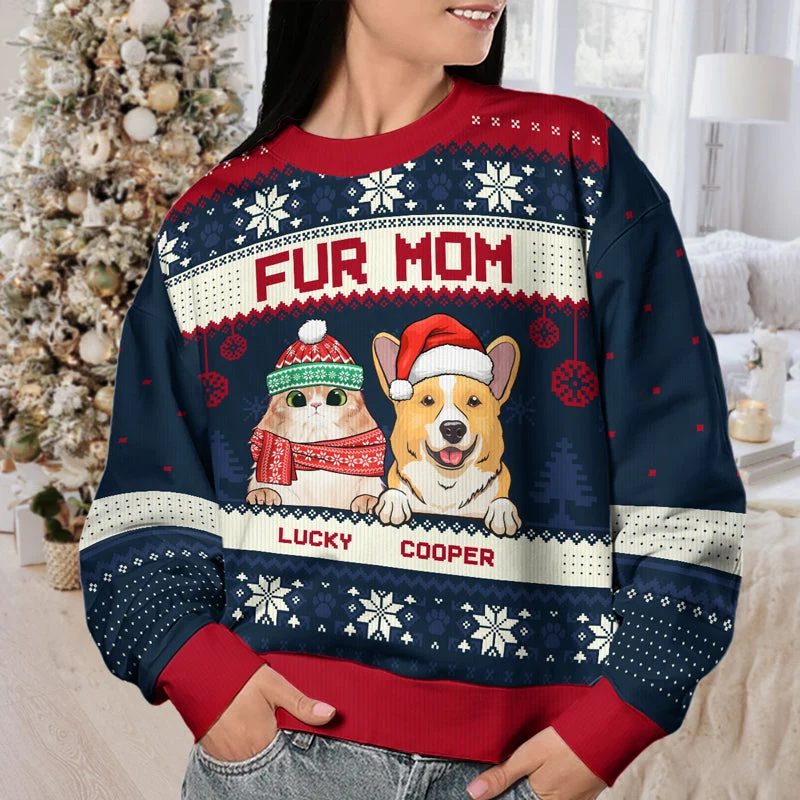 Merry Christmas Black & Red Style - Pet Personalized Custom Ugly Sweatshirt - Unisex Wool Jumper - New Arrival Christmas Gift For Pet Owners, Pet Lovers - Image 3