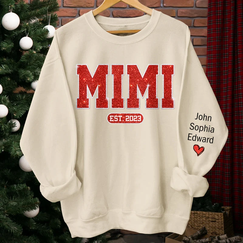 More Over Santa Here Comes Nana - Family Personalized Custom Unisex Sweatshirt With Design On Sleeve - Christmas Gift For Mom, Grandma - Image 3