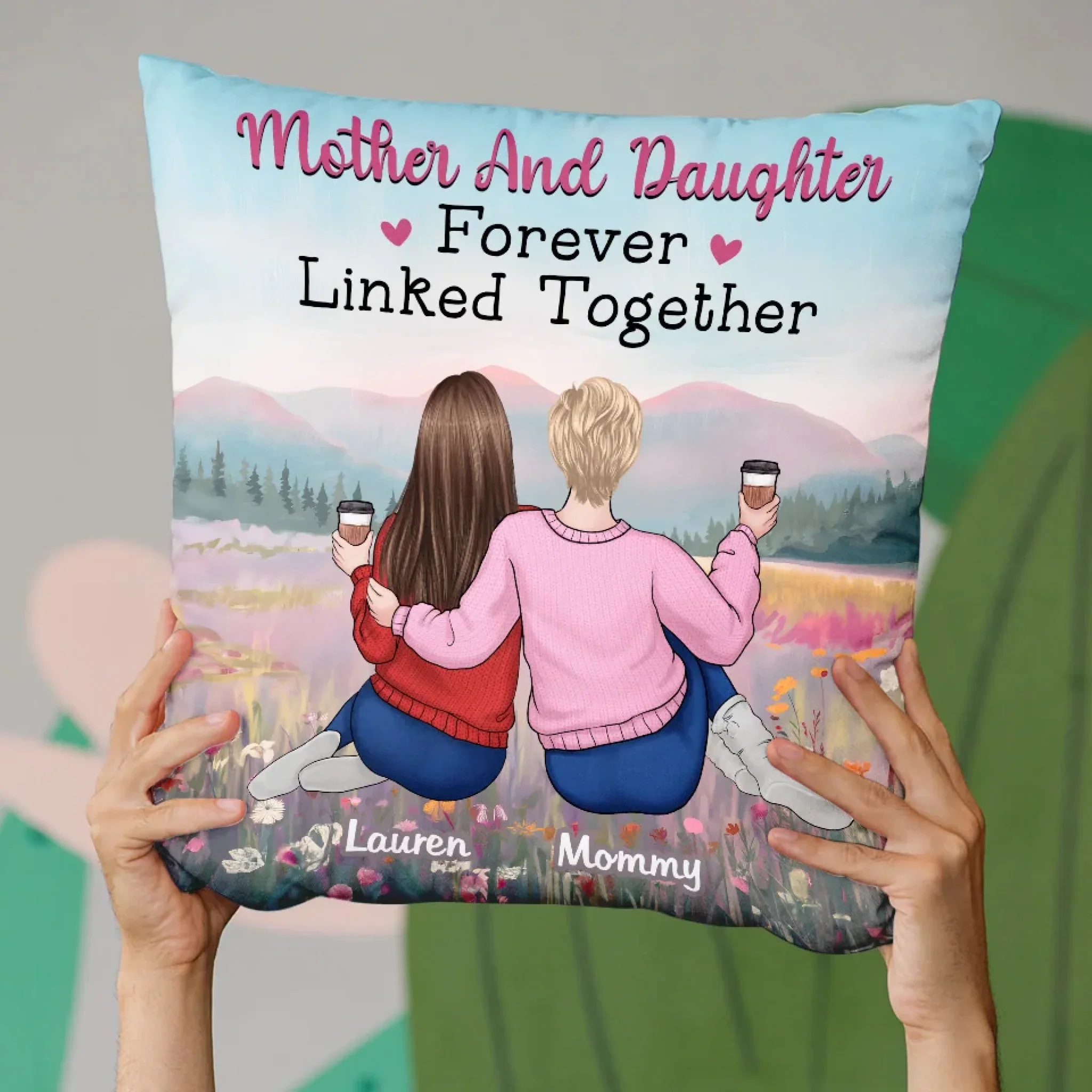 Mother And Daughter, An Eternal Link - Family Personalized Custom Pillow - Gift For Mom, Daughter - Image 4