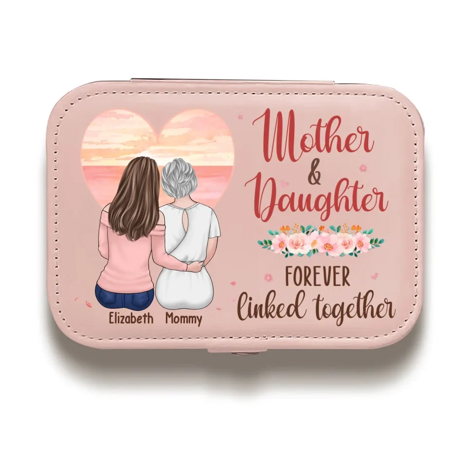 Mother & Daughters Forever Linked Together - Family Personalized Custom Jewelry Case - Gift For Mom, Daughter - Image 3