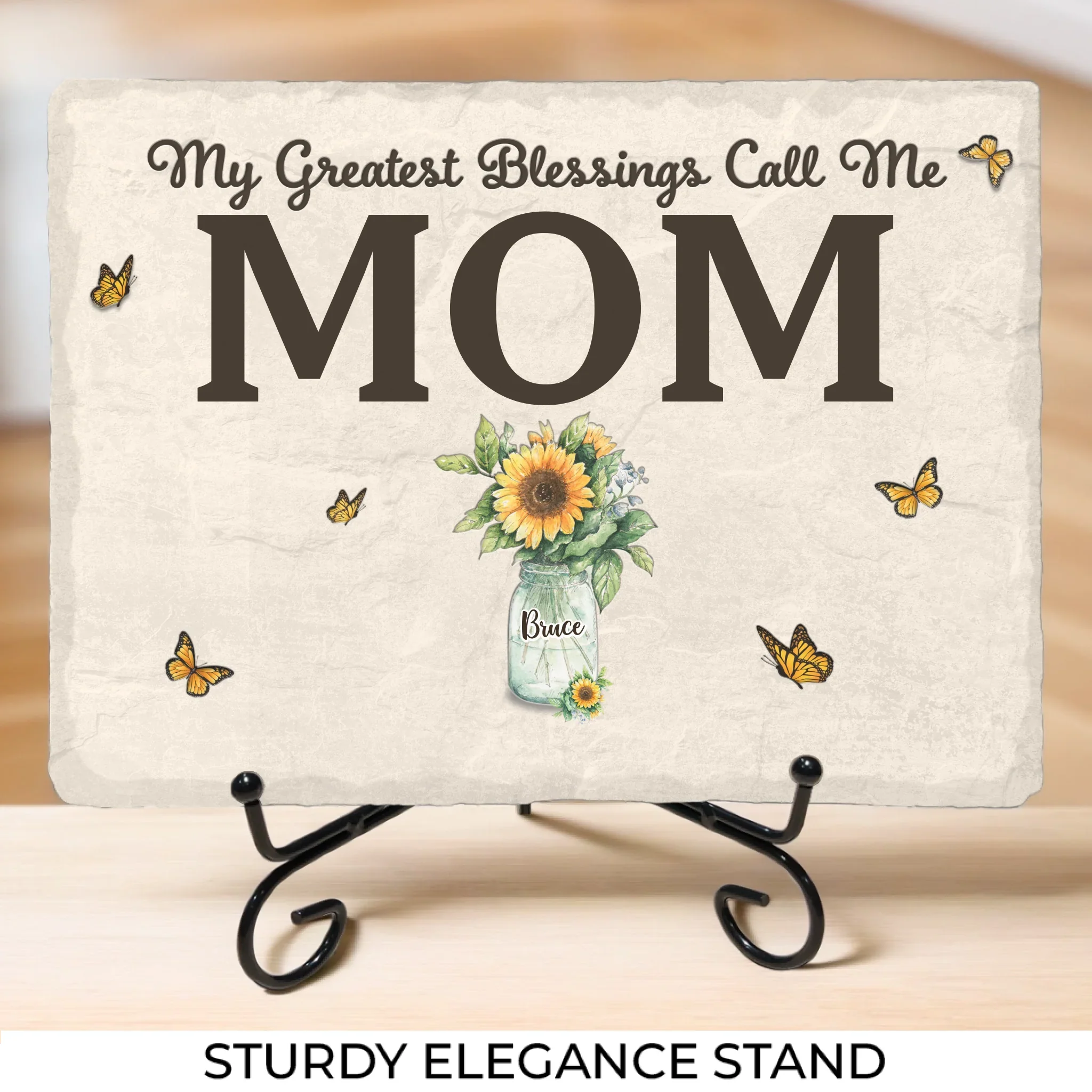 My Greatest Blessings Call Me Mom - Family Personalized Custom Rectangle Shaped Stone With Stand - Gift For Mom, Grandma - Image 2