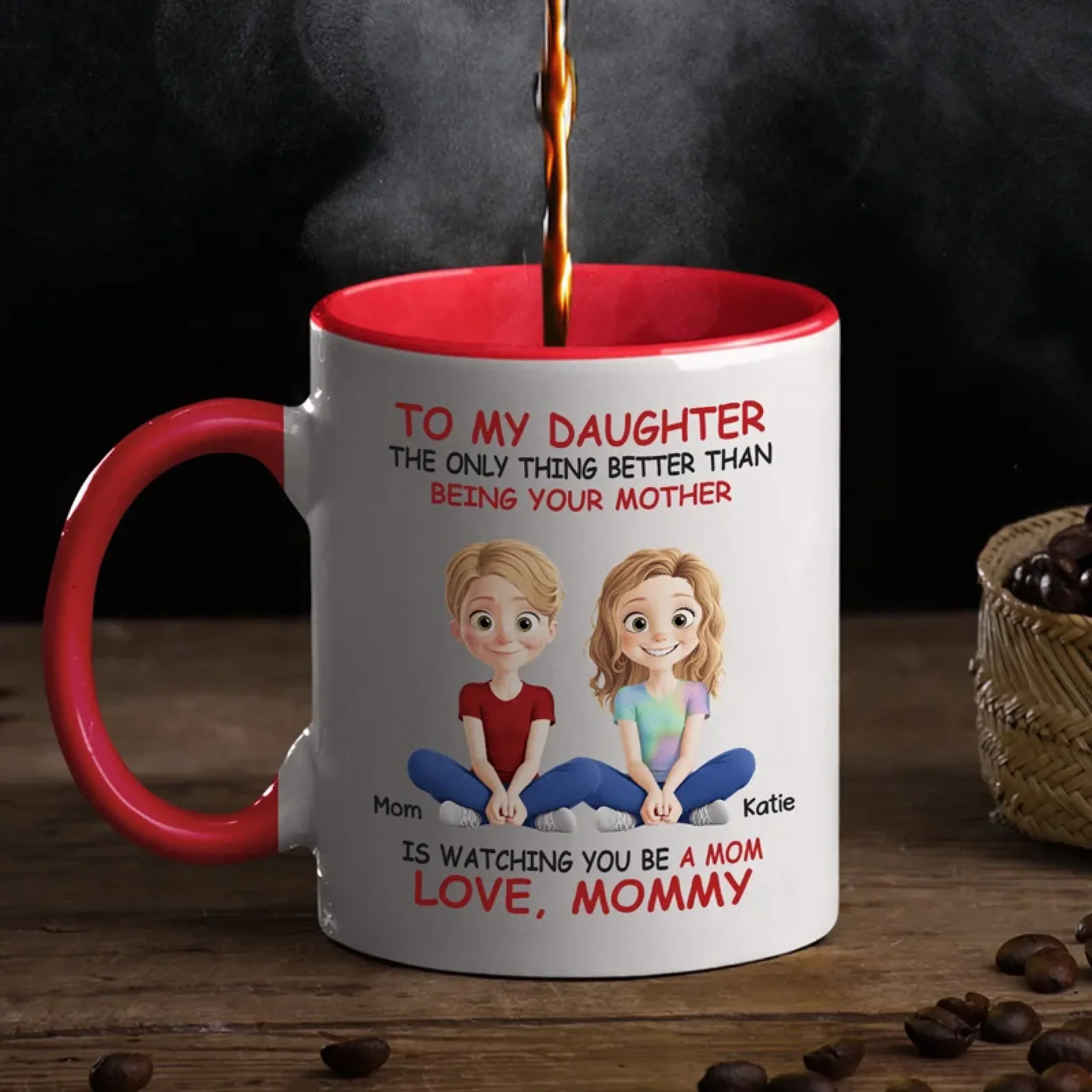My Greatest Joy, My Precious Daughter - Family Personalized Custom Accent Mug - Mother's Day, Gift For Mom, Daughter - Image 2
