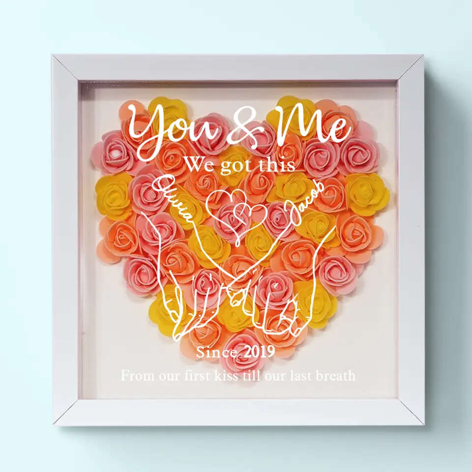 Never Above You, Never Below You. Always Beside You - Couple Personalized Custom Flower Shadow Box - Gift For Husband Wife, Anniversary - Image 4
