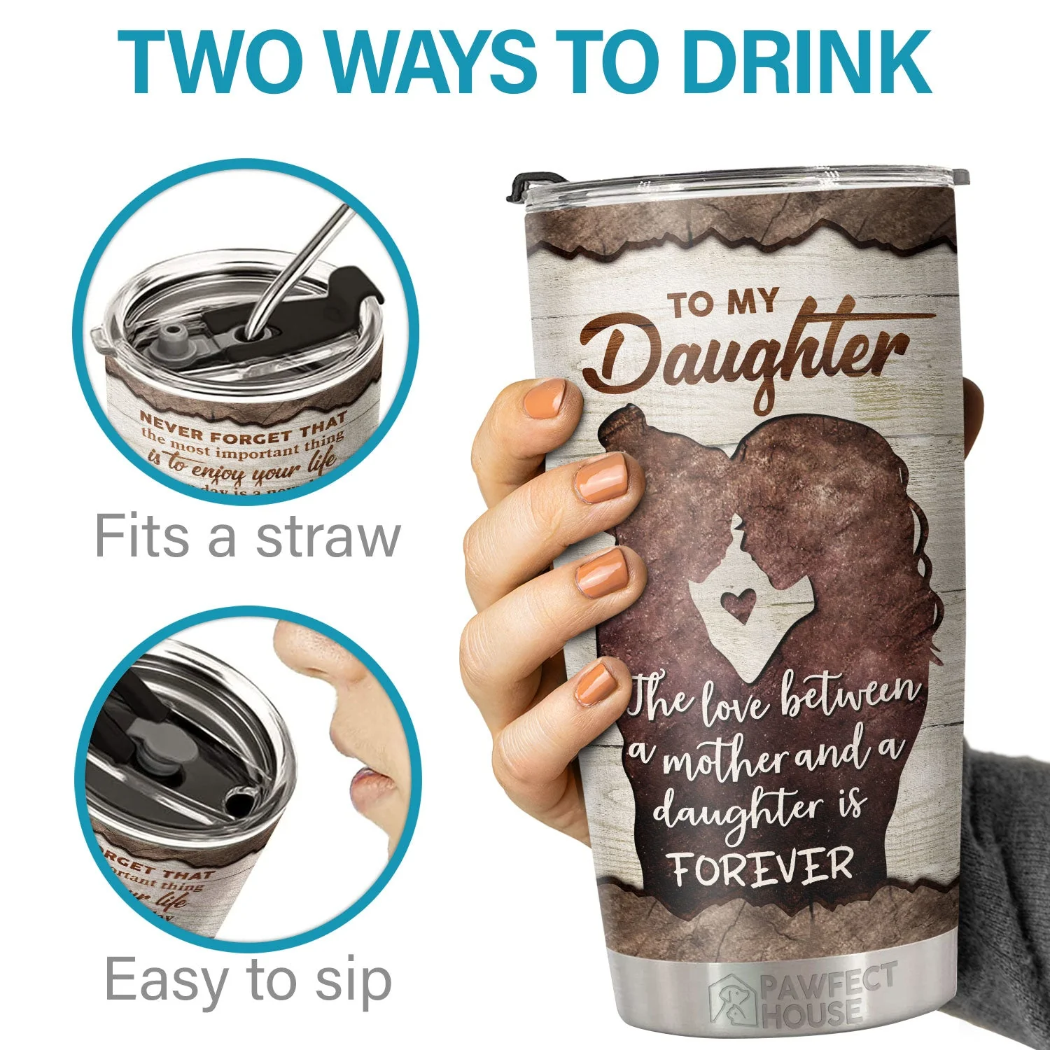 Never Forget The Most Important Thing Is To Enjoy Your Life - Tumbler - To My Daughter, Gift For Daughter, Daughter Gift From Mom, Birthday Gift For Daughter - Image 3