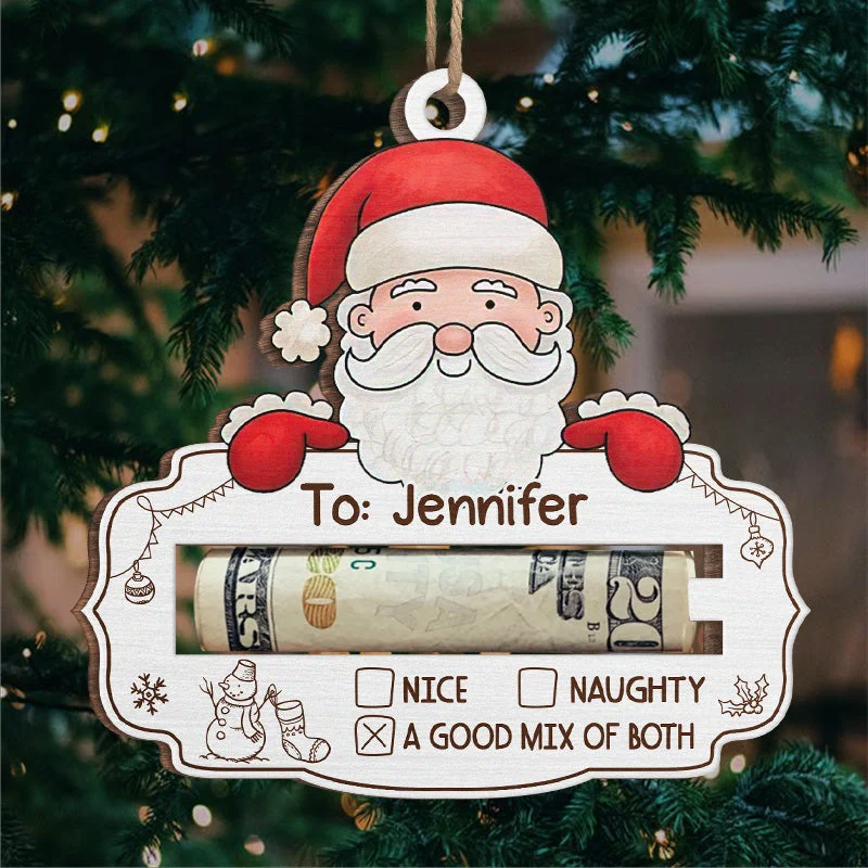 Nice List Dropout - Family Personalized Custom Ornament, Money Holder - Wood Custom Shaped - Christmas Gift For Family Members