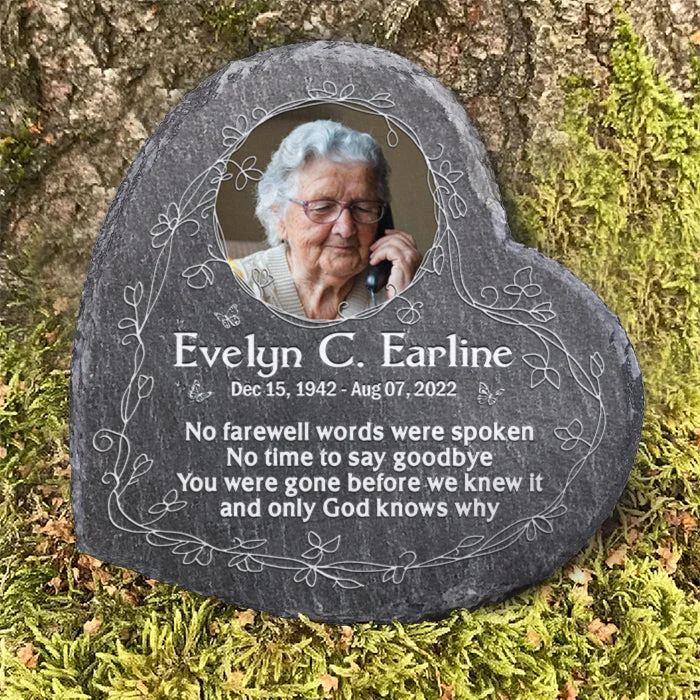 No Farewell Words Were Spoken No Time To Say Goodbye - Personalized Memorial Stone, Human Grave Marker - Upload Image, Memorial Gift, Sympathy Gift - Image 2