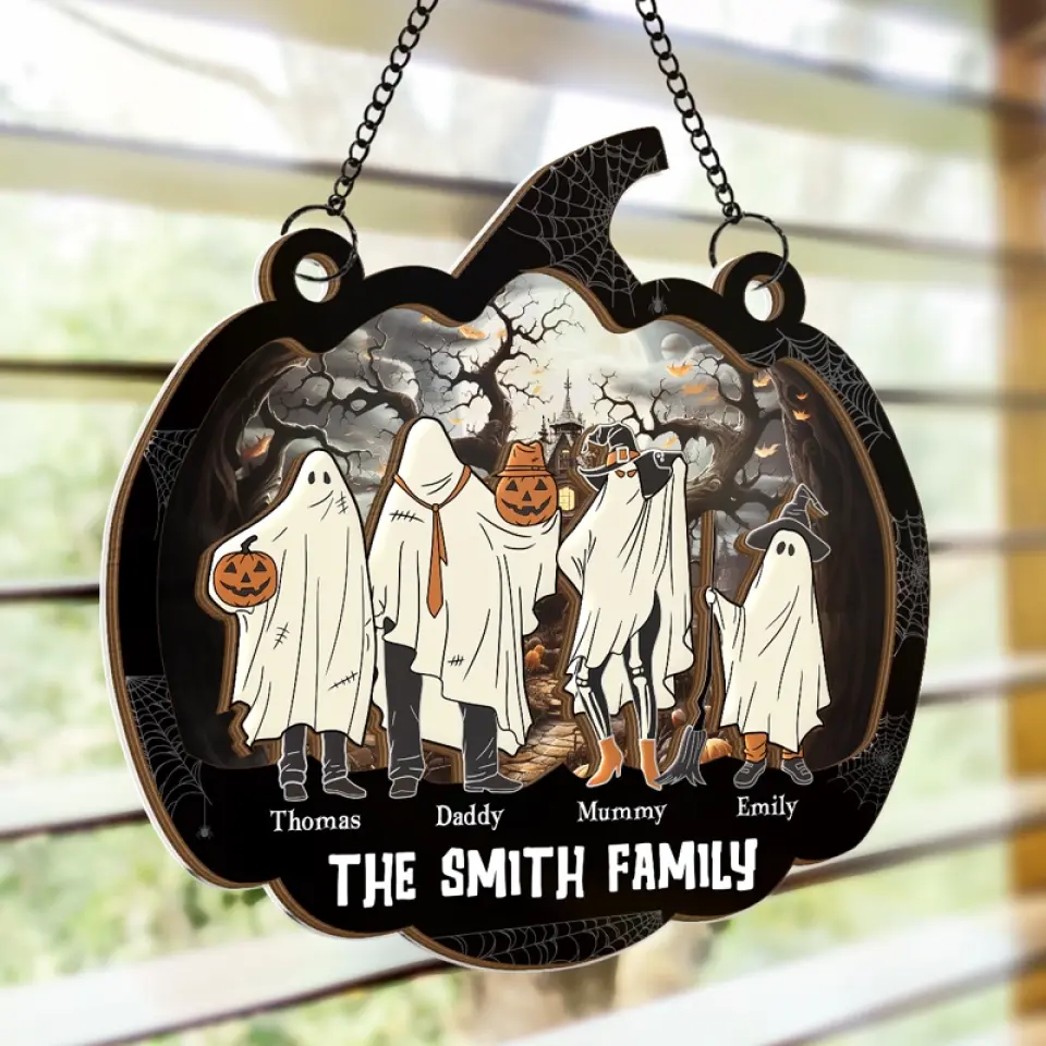 One Spooky Family - Family Personalized Window Hanging Suncatcher - Halloween Gift For Family Members - Image 4