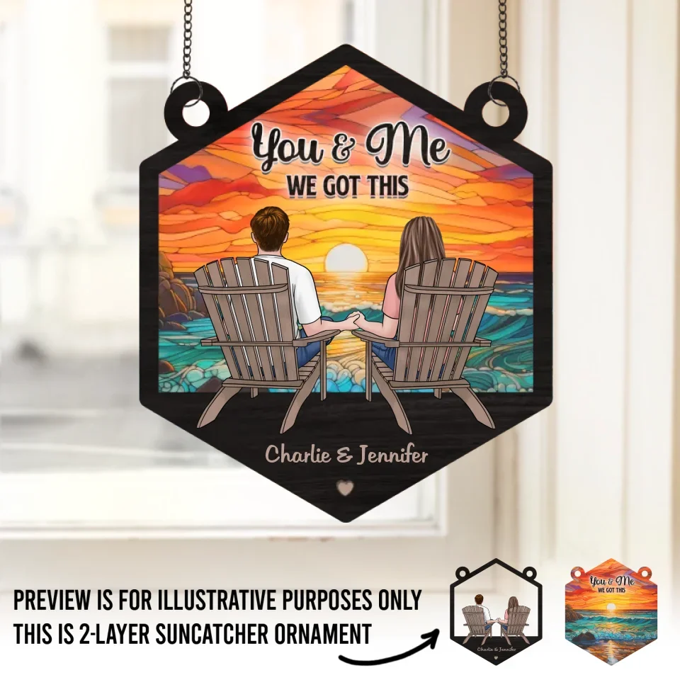 One Thing I’ve Tried But Can’t Hide, Is My Love For You - Couple Personalized Window Hanging Suncatcher - Gift For Husband Wife, Anniversary - Image 2