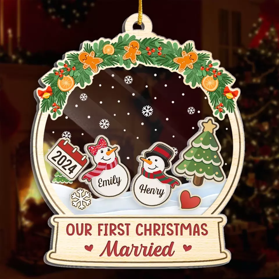 Our First Christmas Together - Couple Personalized Custom 3 Layers Shaker Ornament - Christmas Gift For Husband Wife, Anniversary, First Christmas - Image 3
