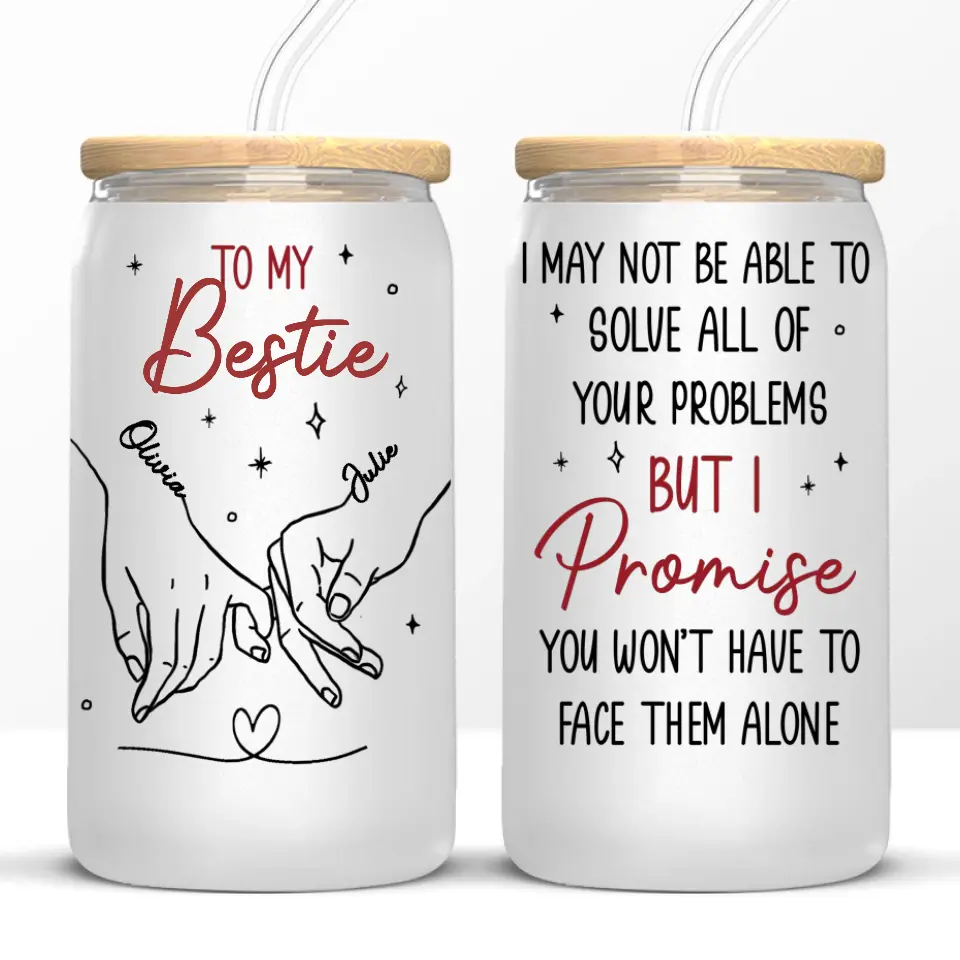 Our Friendship Is Endless - Bestie Personalized Custom Glass Cup, Iced Coffee Cup - Gift For Best Friends, BFF, Sisters - Image 6