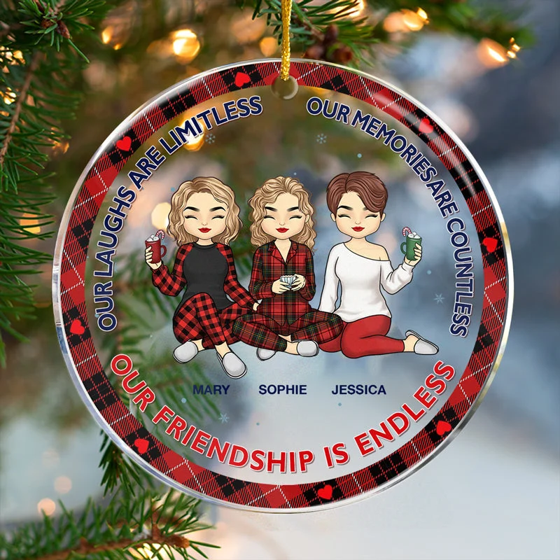 Our Friendship Is Endless - Bestie Personalized Custom Ornament - Acrylic Round Shaped - Christmas Gift For Best Friends, BFF, Sisters - Image 2