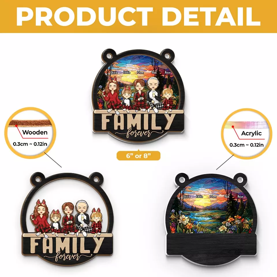Our Laughs Are Limitless - Family Personalized Window Hanging Suncatcher - Christmas Gift For Family Members - Image 5