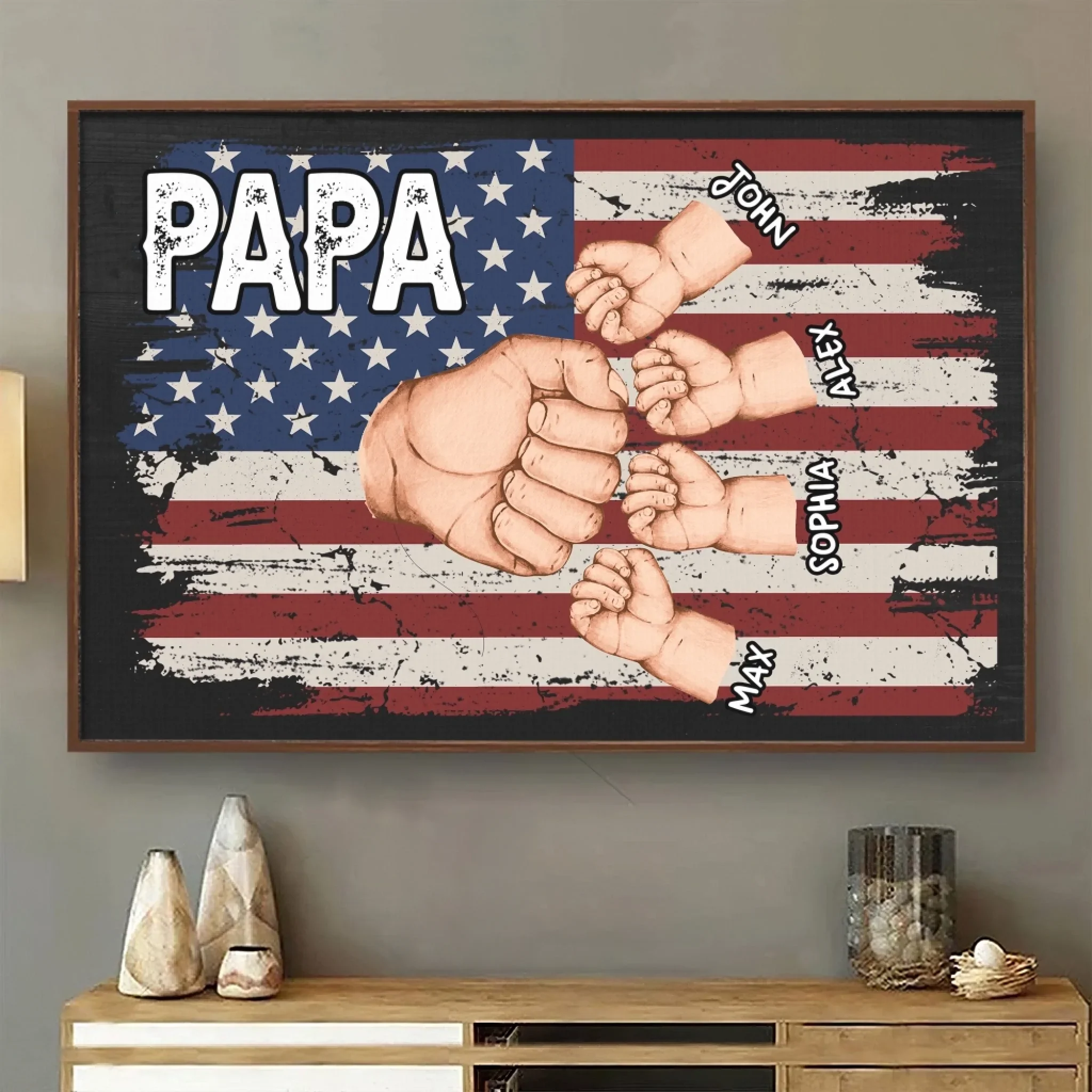 Papa & Crew, Always United - Family Personalized Custom Horizontal Poster - Father's Day, Gift For Dad, Grandpa - Image 3