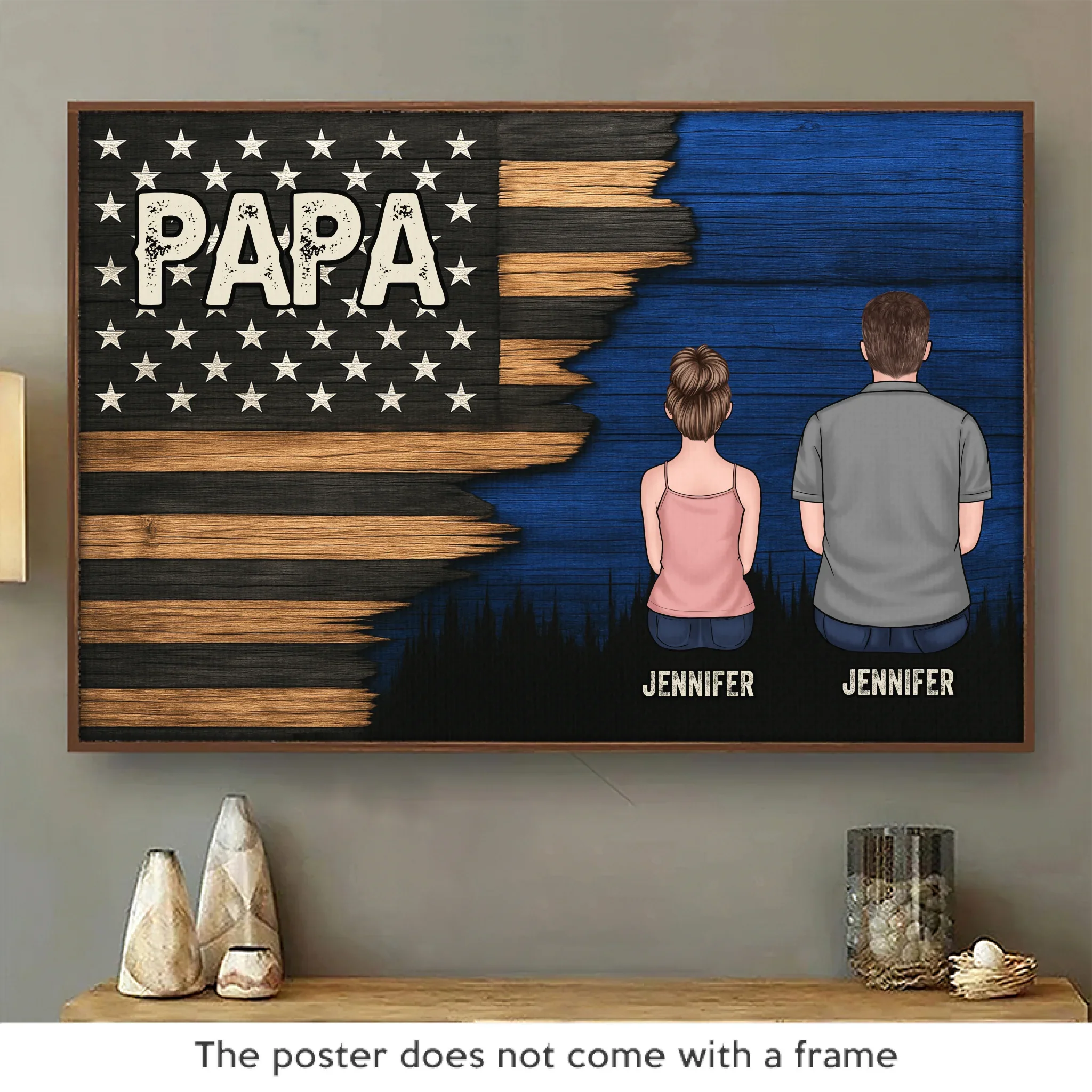 Papa, Our Loudest Pride - Family Personalized Custom Horizontal Poster - Father's Day, Gift For Dad, Grandpa - Image 2