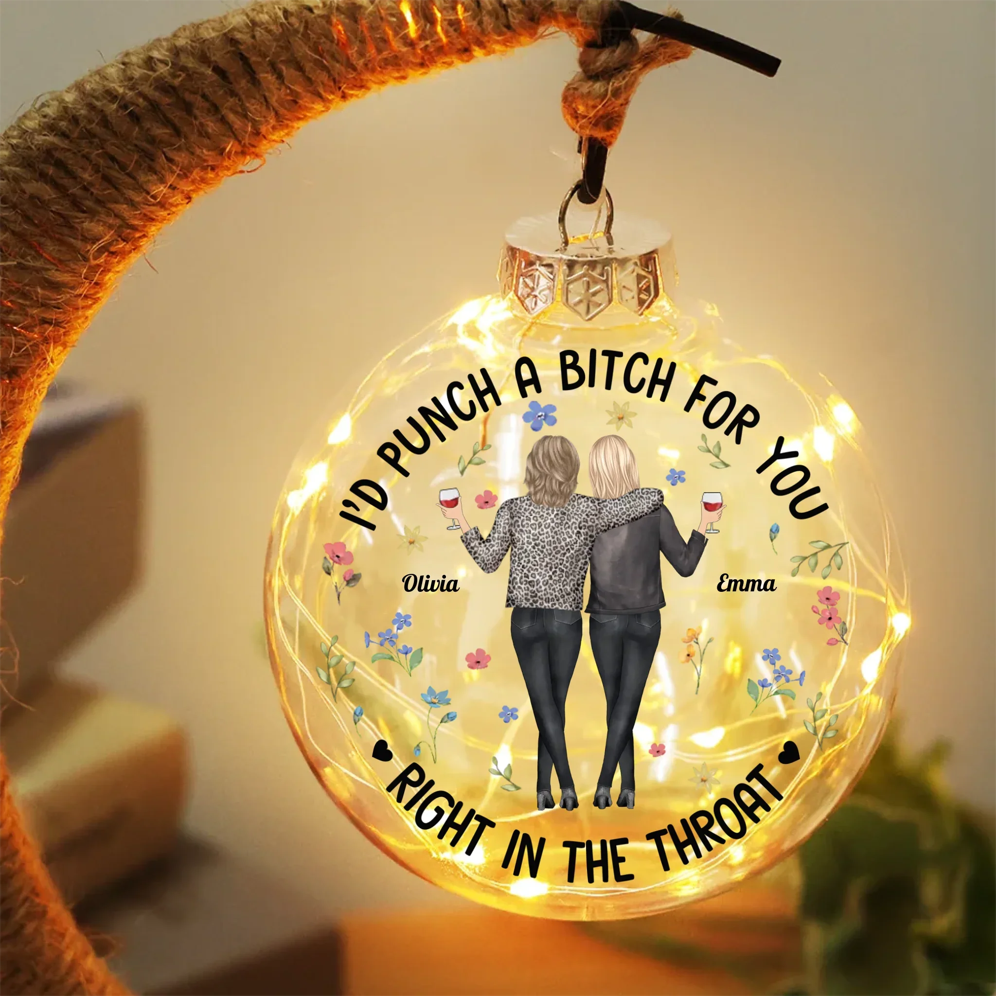 Partners In Crime And Chaos - Bestie Personalized Custom Moon Lamp Light - Gift For Best Friends, BFF, Sisters - Image 2