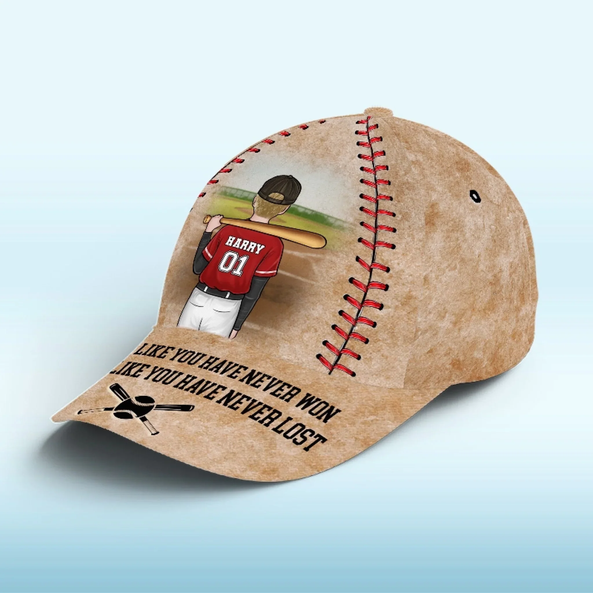 Practice Like You Have Never Won - Family Personalized Custom Hat, All Over Print Classic Cap - Gift For Family Members, Baseball Players, Baseball Lovers - Image 2