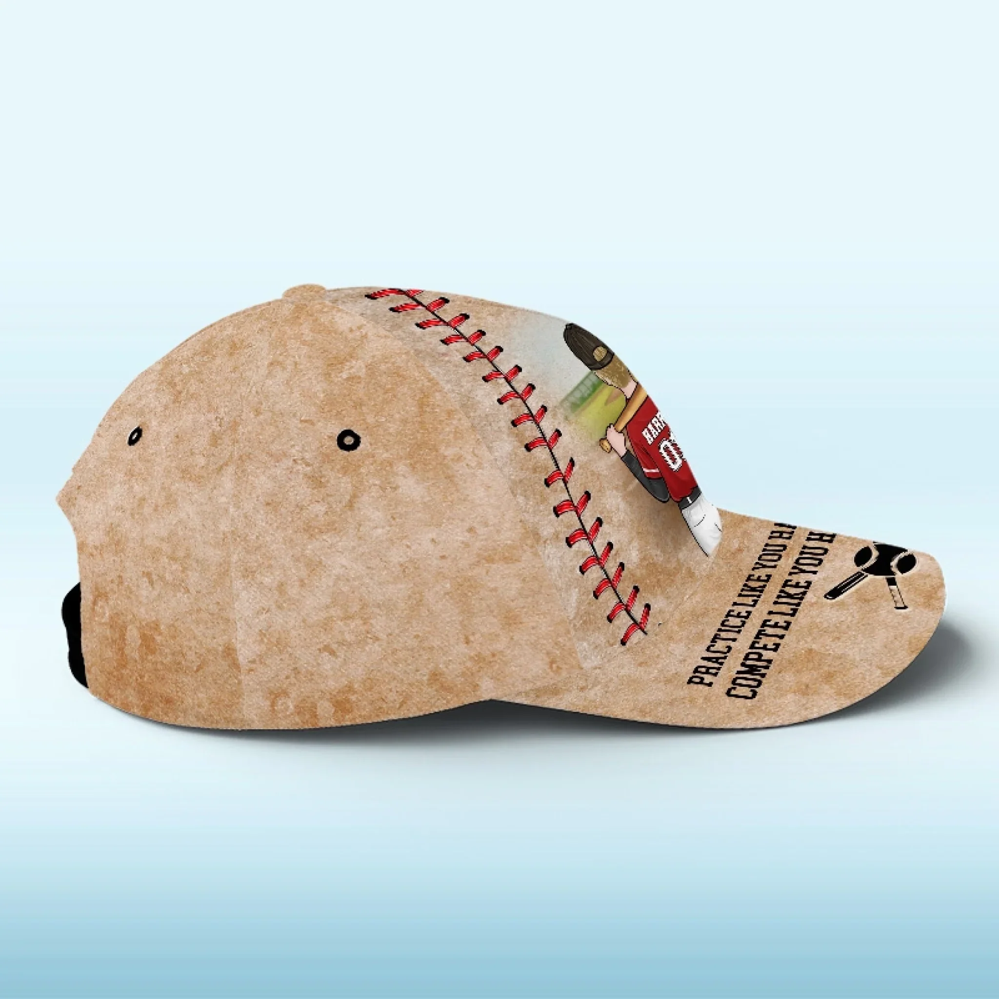 Practice Like You Have Never Won - Family Personalized Custom Hat, All Over Print Classic Cap - Gift For Family Members, Baseball Players, Baseball Lovers - Image 3