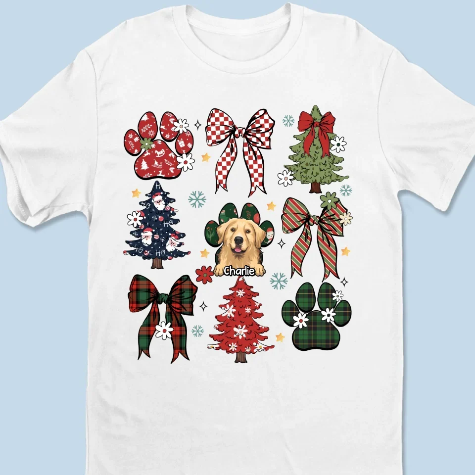 Purring Into The Holiday Spirit - Dog & Cat Personalized Custom Unisex T-shirt, Premium T-shirt, Hoodie - Christmas Gift For Pet Owners, Pet Lovers - Image 2