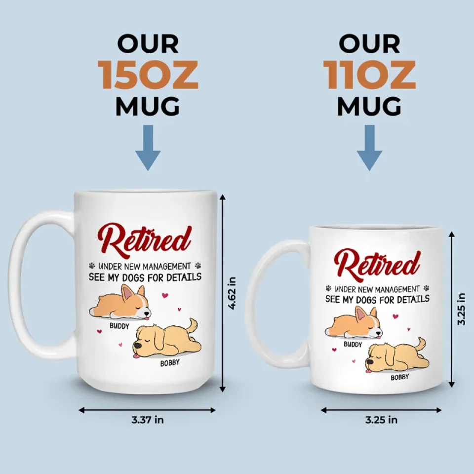 Retired Under New Management - Dog Personalized Custom Mug - Appreciation, Retirement Gift For Coworkers, Work Friends, Colleagues, Family Members, Pet Owners, Pet Lovers - Image 5