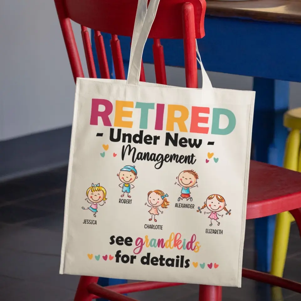 Retired Under New Management See Grandkids For Detail - Family Personalized Custom Tote Bag - Gift For Grandma - Image 4