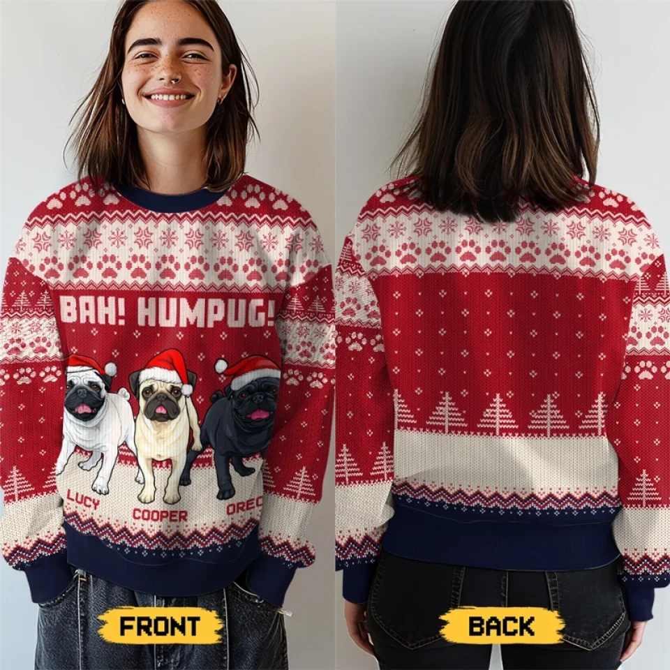 Santa Paws Is Coming To Town - Dog Personalized Custom Ugly Sweatshirt - Unisex Wool Jumper - Christmas Gift For Pet Owners, Pet Lovers - Image 4