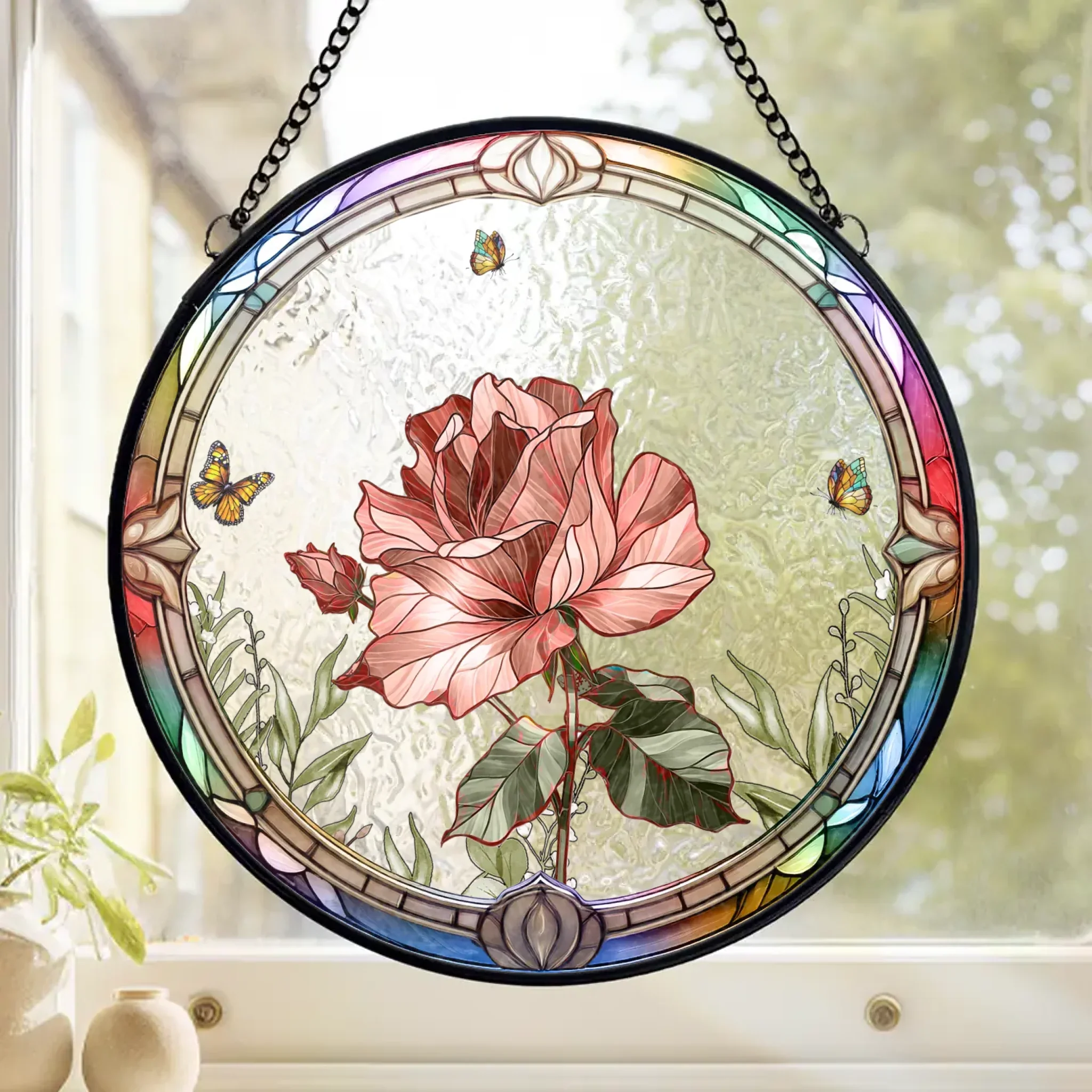 She’s The Sunshine In My Garden - Family Personalized Custom Stained Glass Window Hanging Suncatcher - Mother's Day, Gift For Mom - Image 2