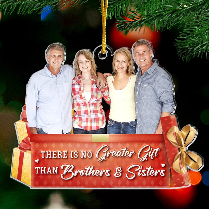 Siblings Custom Photo The Christmas Spirit Lives Here - Family Personalized Custom Ornament - Acrylic Custom Shaped - Christmas Gift For Siblings, Brothers, Sisters, Cousins, Friends - Image 2
