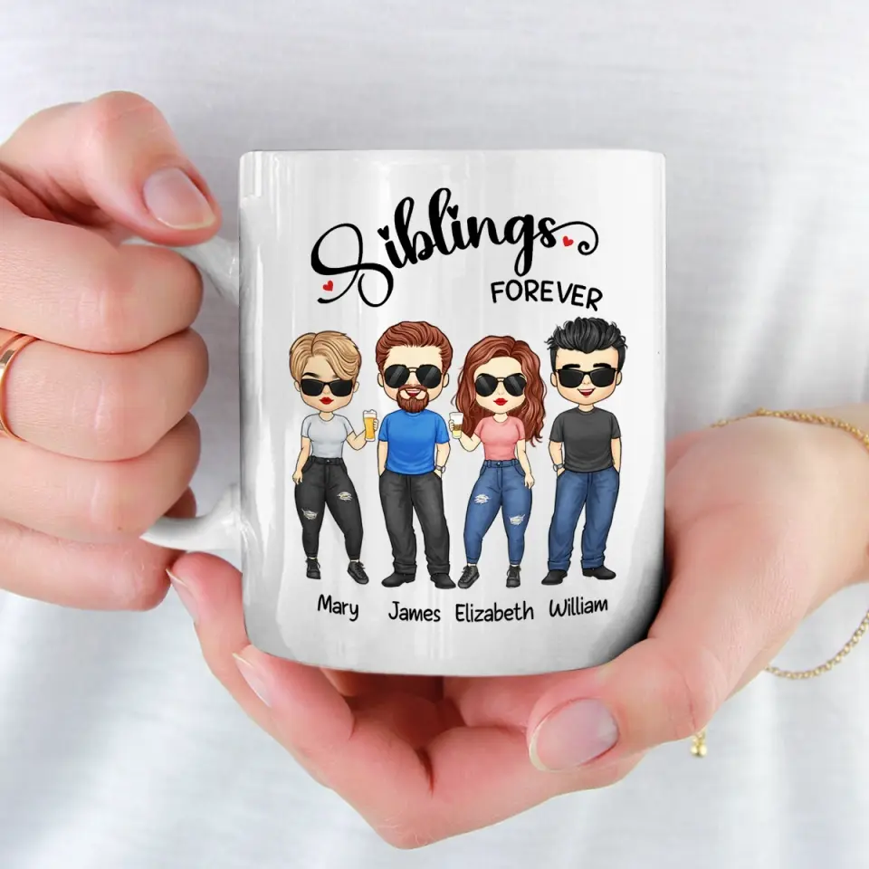 Siblings Forever - Family Personalized Custom Mug - Gift For Family Members, Siblings, Brothers, Sisters - Image 4