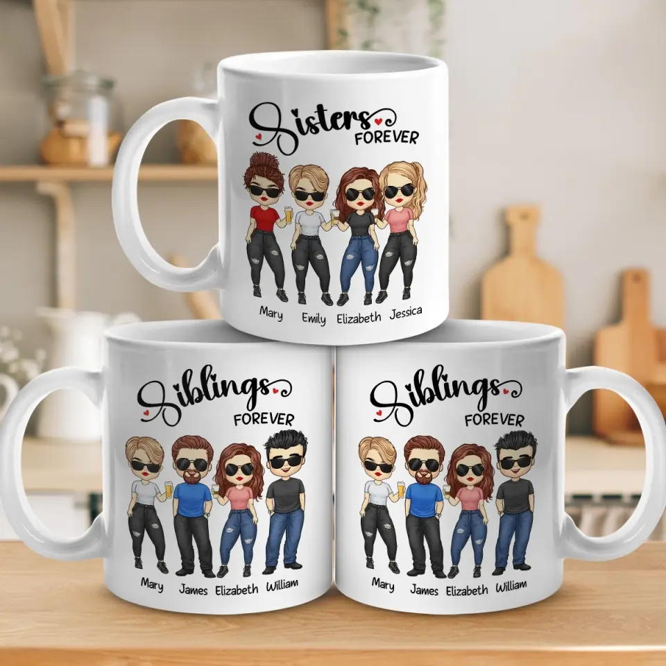 Siblings Forever - Family Personalized Custom Mug - Gift For Family Members, Siblings, Brothers, Sisters - Image 5