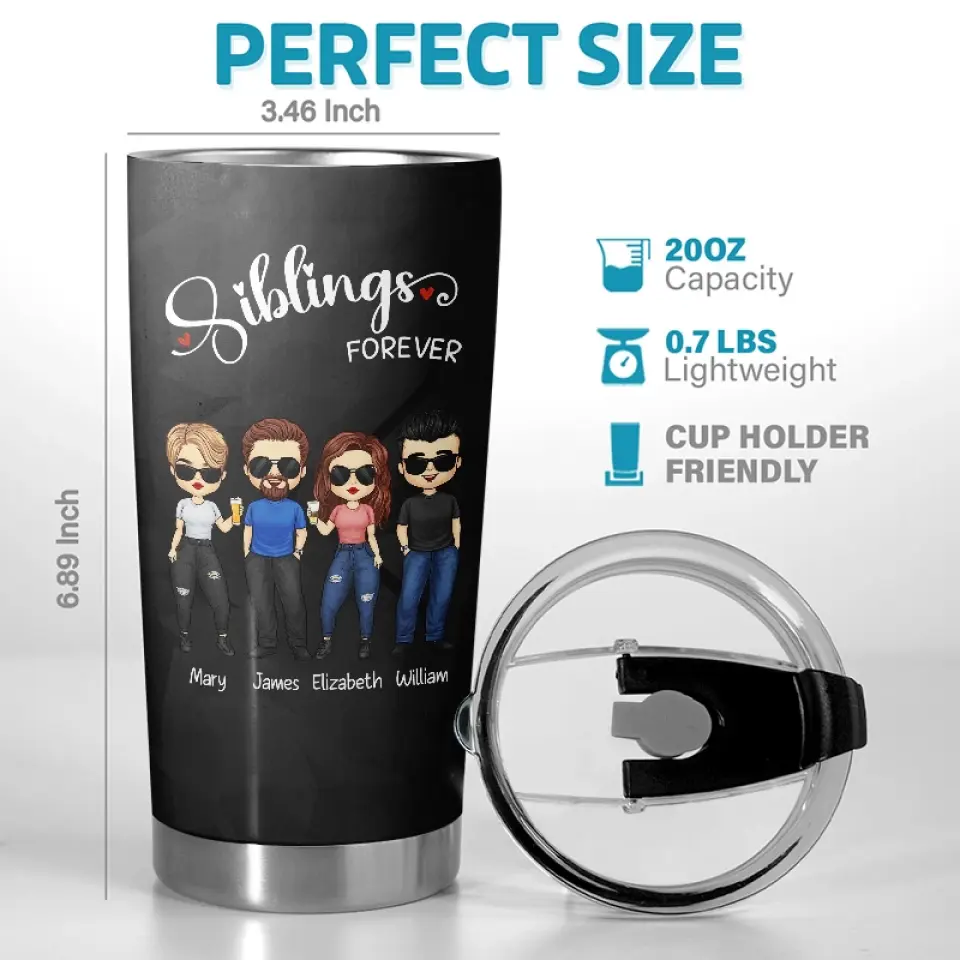Siblings Until The End Of Days - Family Personalized Custom Tumbler - Gift For Family Members, Siblings, Brothers, Sisters - Image 3