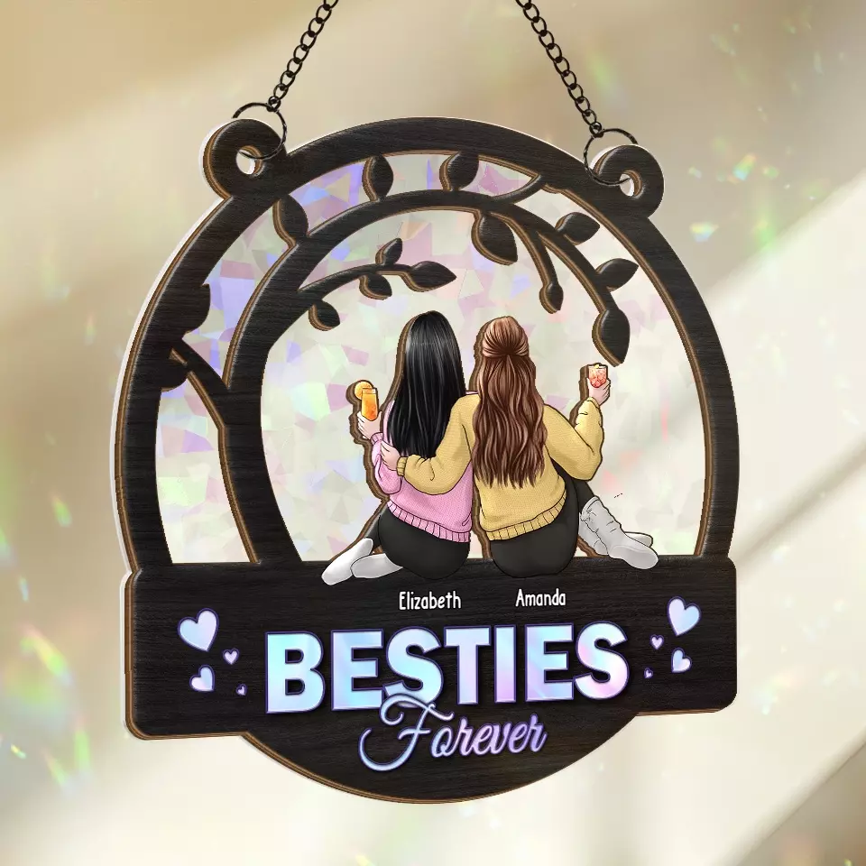 Sisters Forever - Bestie Personalized Window Hanging Suncatcher - Christmas Gift For Best Friends, BFF, Sisters - Image 4