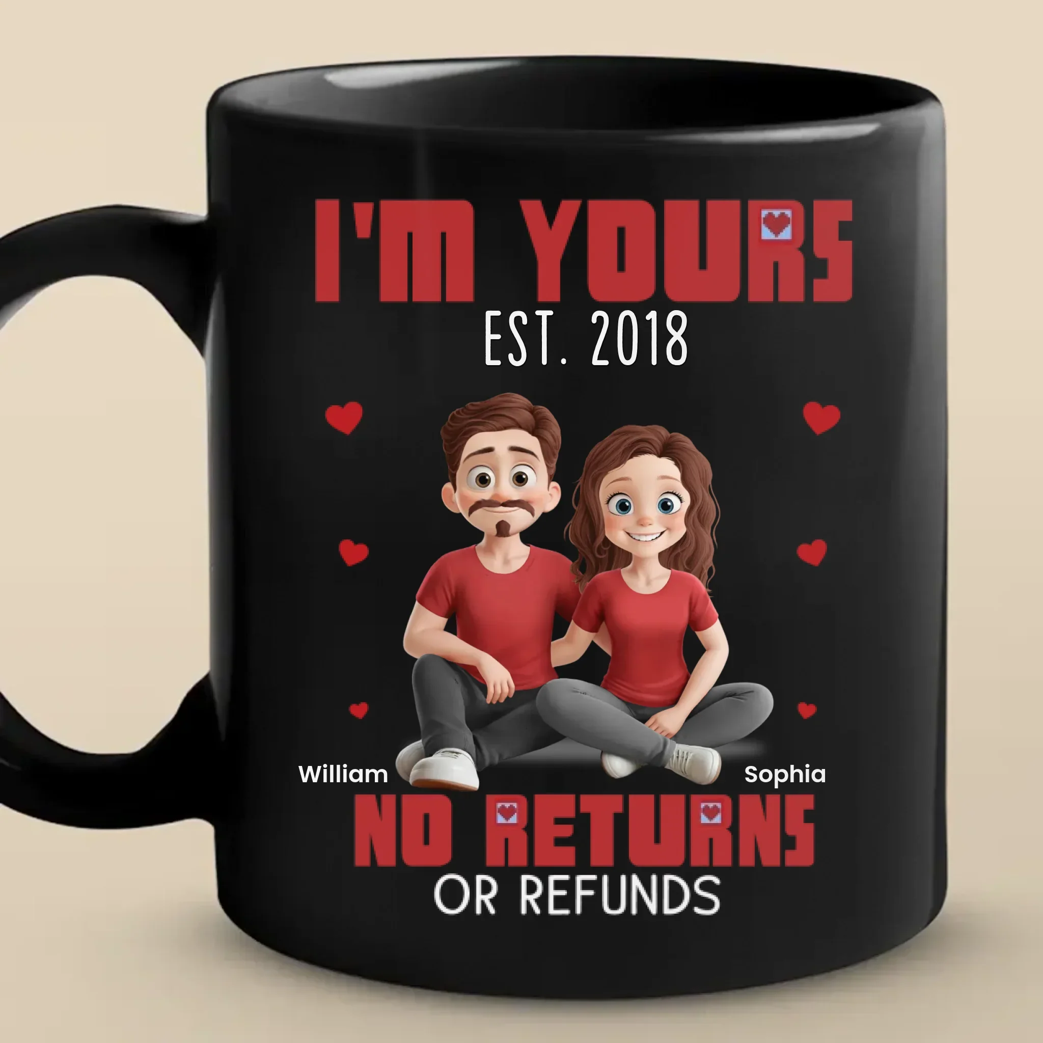 Stuck With Me Since The Beginning - Couple  Personalized Custom Black Mug - Gift For Husband Wife, Anniversary - Image 2