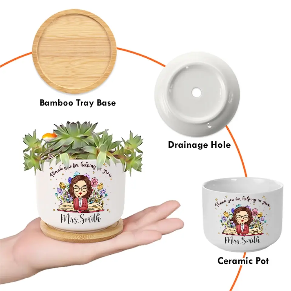 Teach Them, Love Them, Watch Them Grow - Teacher Personalized Custom Home Decor Ceramic Plant Pot - Gift For Teacher - Image 4