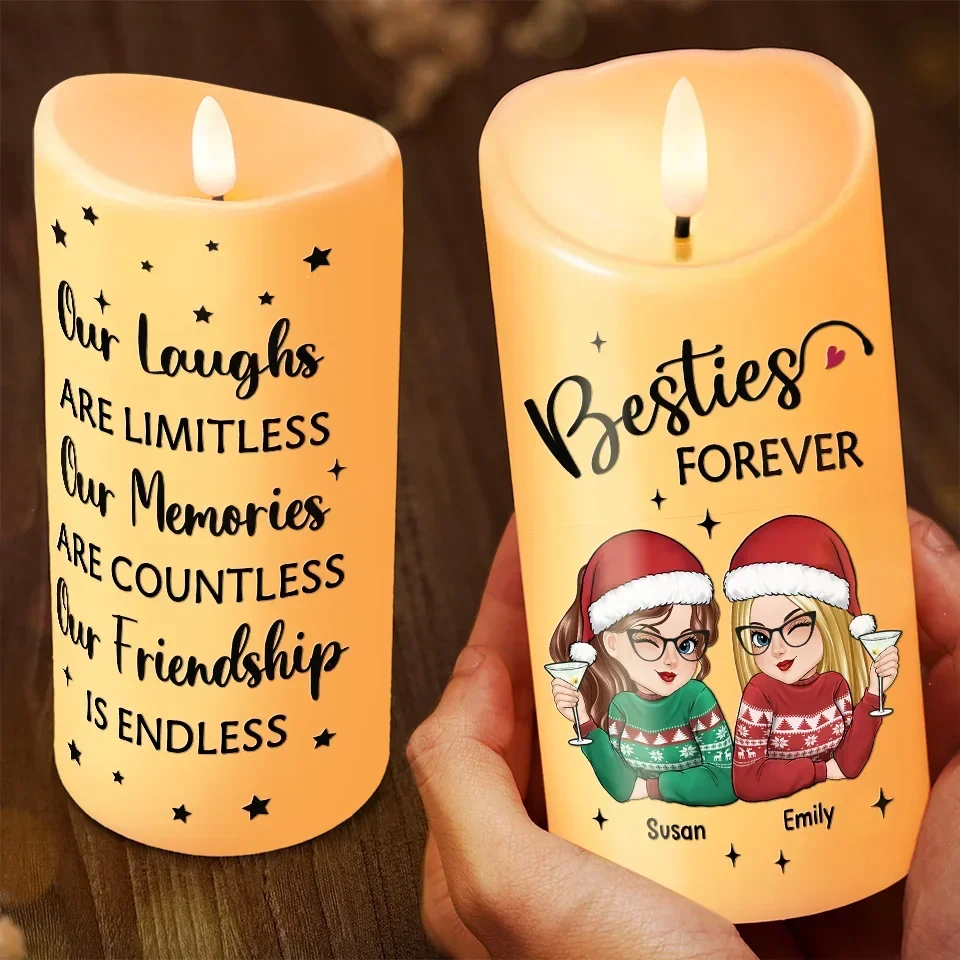 Thank you For Being My Friend - Bestie Personalized Custom LED Candle - Christmas Gift For Best Friends, BFF, Sisters - Image 3
