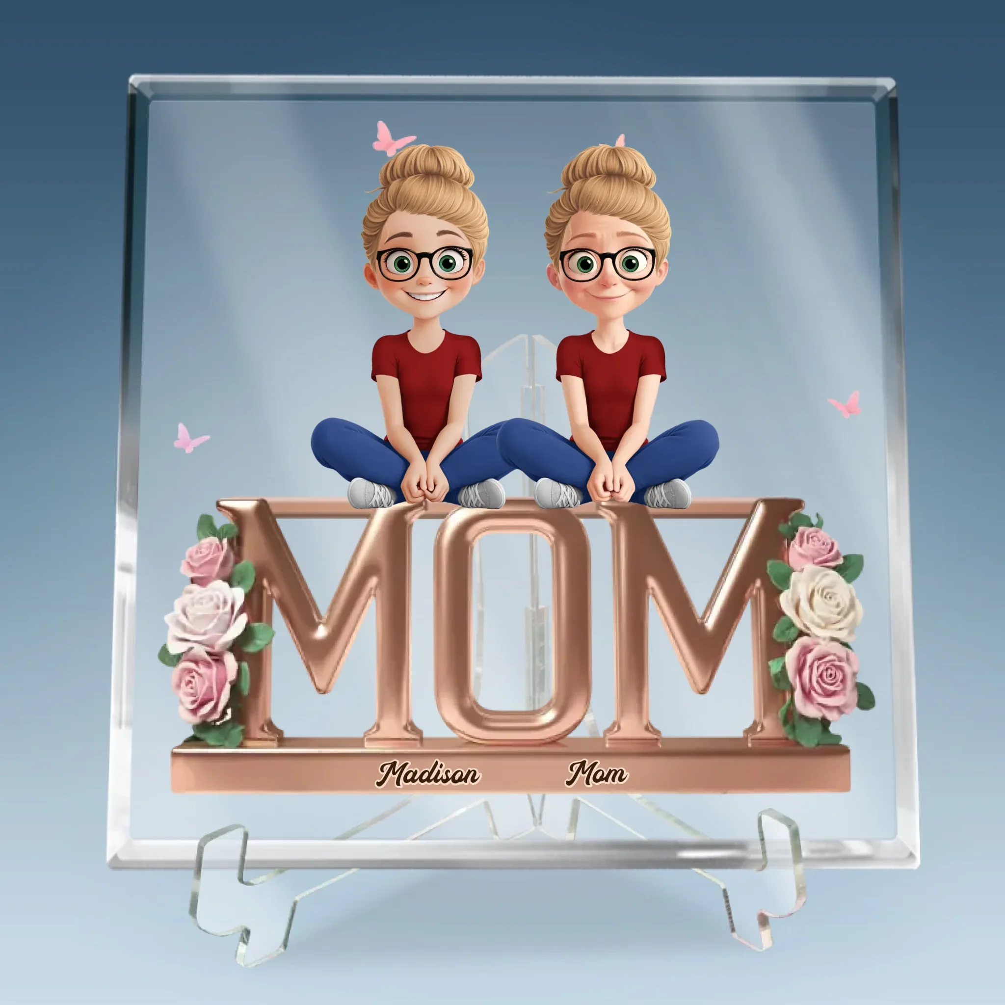 The Heart That Connects Us - Family Personalized Custom Square Shaped Acrylic Plaque - Mother's Day, Gift For Mom, Grandma - Image 6