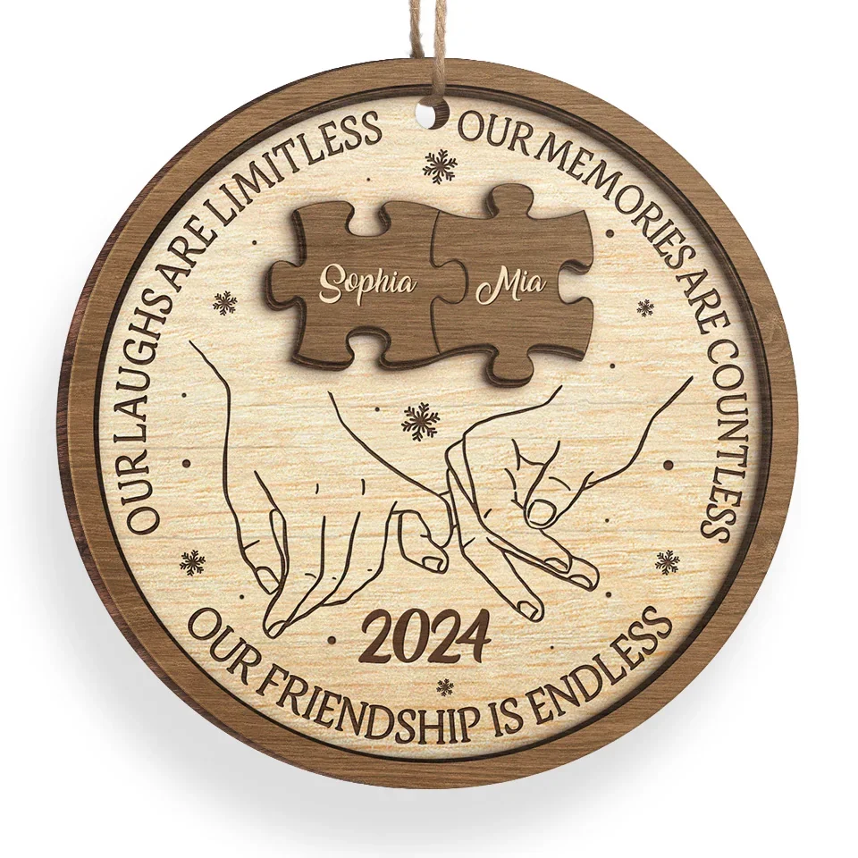 The Joy Of Christmas Is Even Brighter When Shared With Friends - Bestie Personalized Custom Ornament - Wood Custom Shaped - Christmas Gift For Best Friends, BFF, Sisters - Image 3