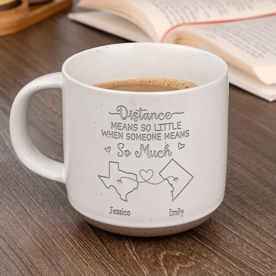 The Love Between Mother And Daughter Knows No Distance - Family Personalized Custom Pottery Mug - Gift For Mom, Daughter - Image 4